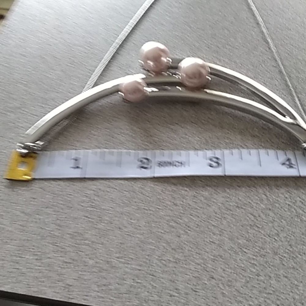 Chicos faux pink pearl and silver necklace. - Picture 11 of 12